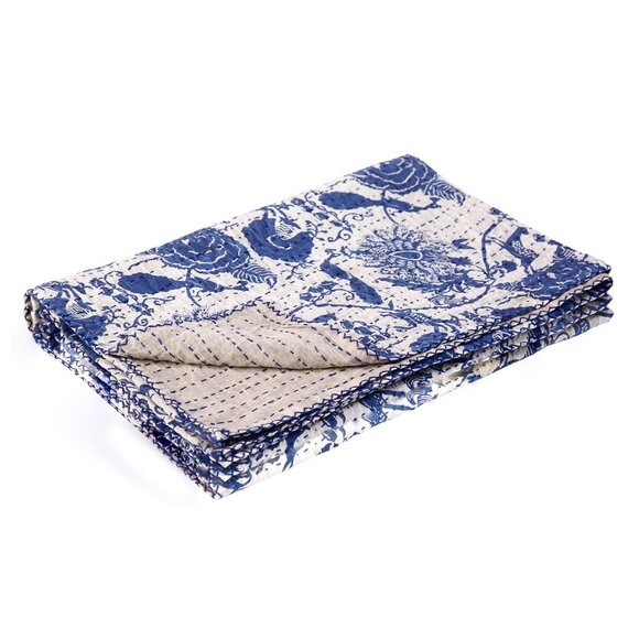 Taj Hotel Home Decor Kantha Cotton Throw | 1-Piece | Multicolor | 50"x70" - Picture 2 of 3